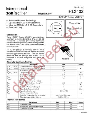 IRL3402PBF datasheet  